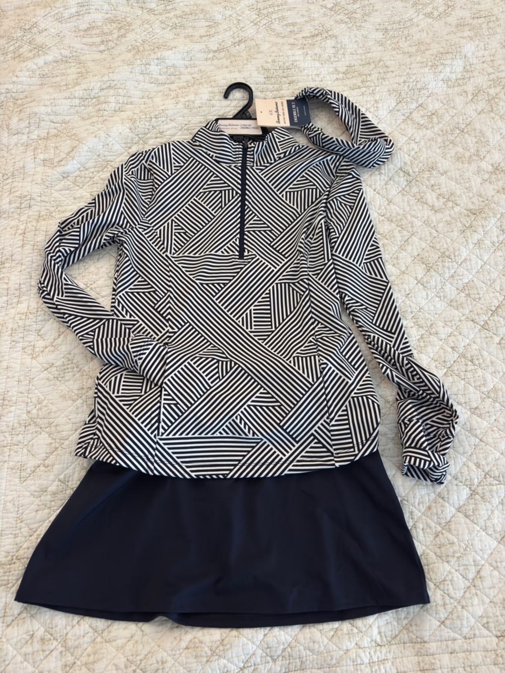 Tommy Bahama Black & White Geometric Quarter-Zip Pullover